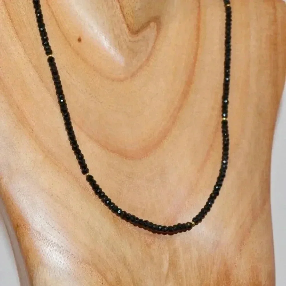 Unisex Necklace,Black Spinel,Black Long Necklace,featured On Chocolate City 2 - Picture 3 of 5